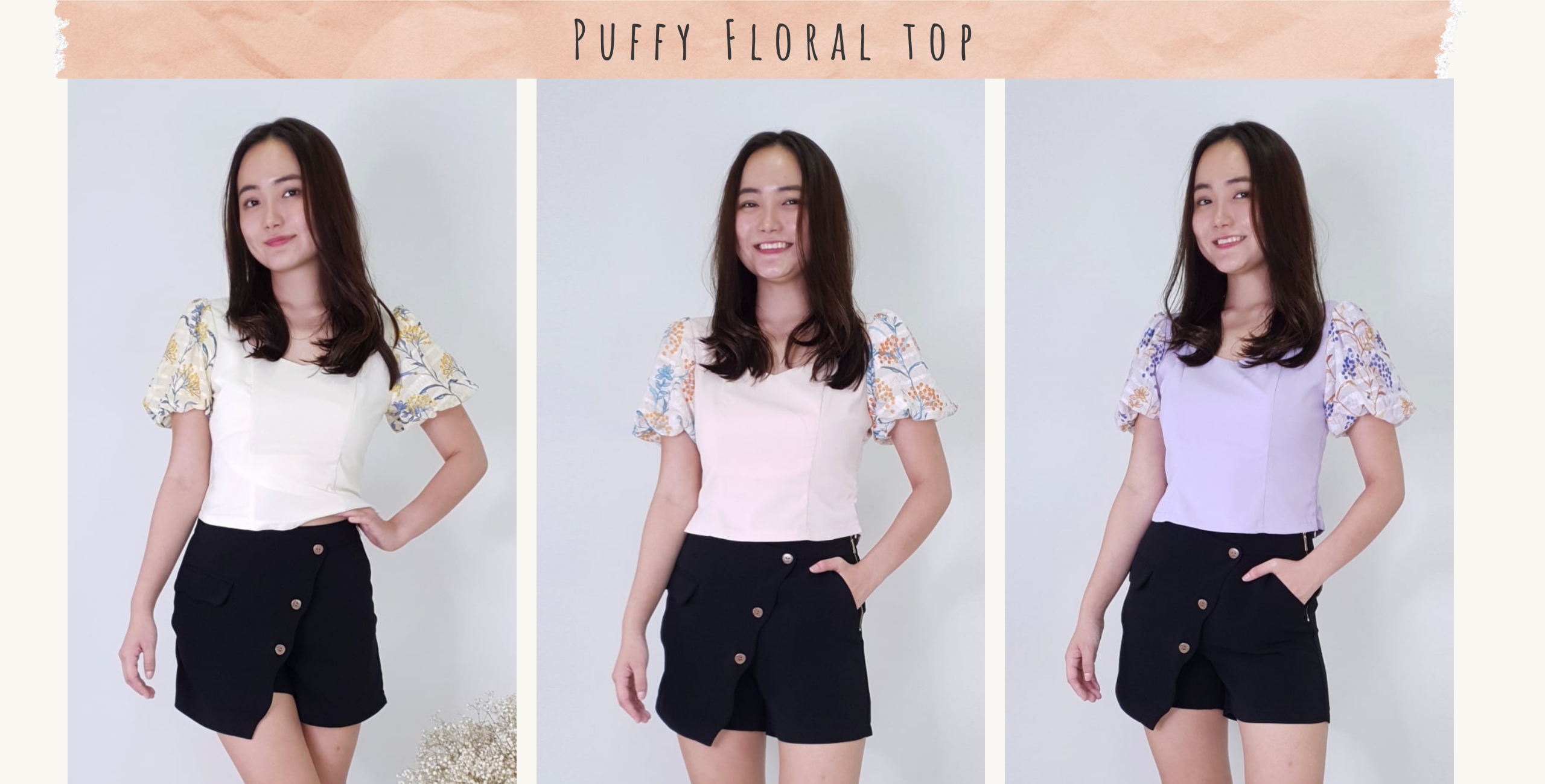 Puffy Floral Top - Pink