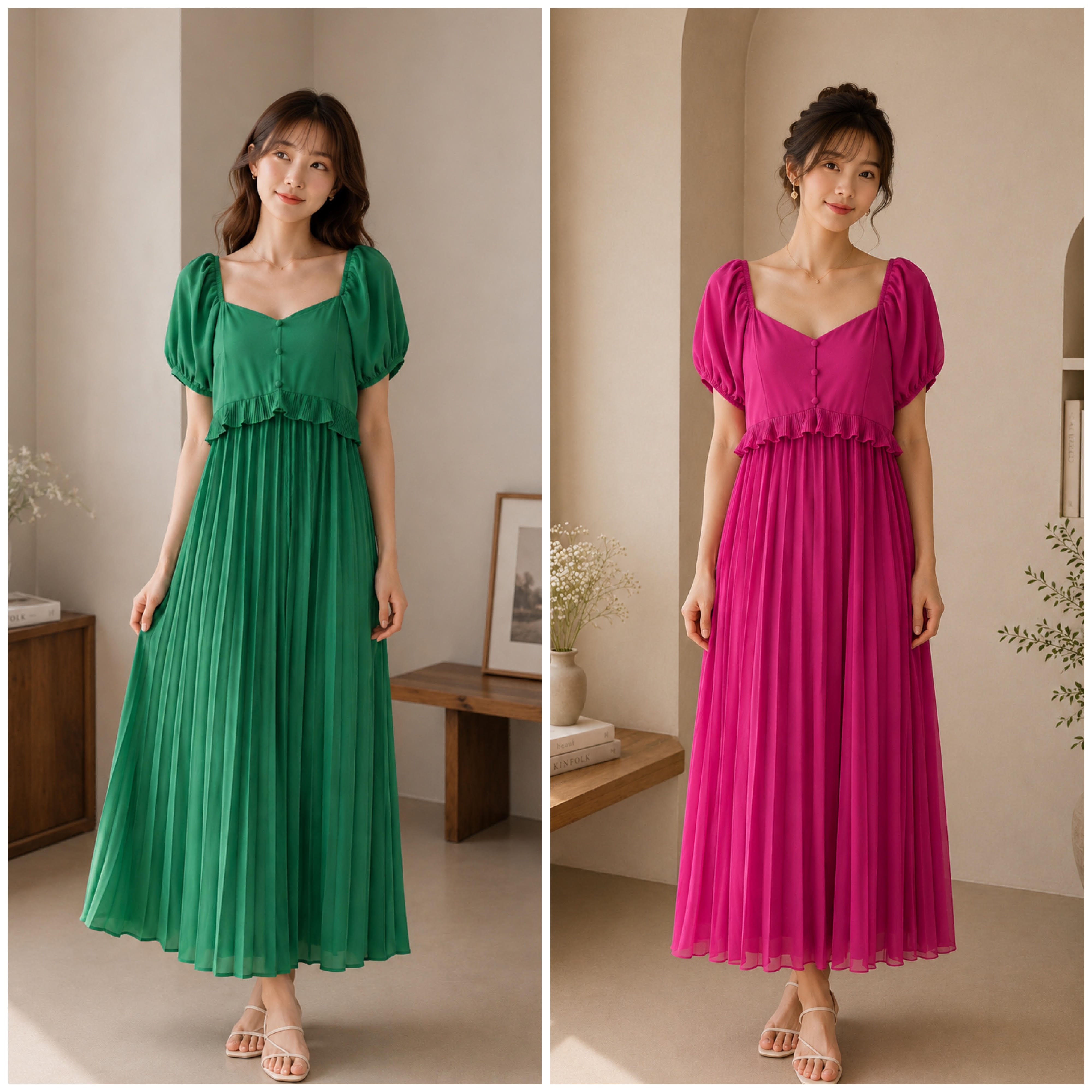 Carmelia Dresses Pink and Green