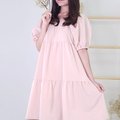 Model wearing Square Neck BabyDoll Dress-Pink Left View