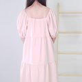 Model wearing Square Neck BabyDoll Dress-Pink Back View