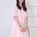 Model wearing Square Neck BabyDoll Dress-Pink Right View