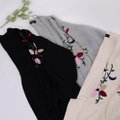 Cardigan Floral Embroidery-Black Grey and Cream on Rack