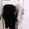 Cardigan Floral Embroidery-Black Grey and Cream