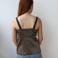 Model wearing Spaghetti Strap Top-Gold Back View