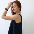 Model wearing Spaghetti Hi-Lo Top-Navy Blue Left View 5