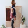 Model wearing Emgrace Kimono Jacket-Navy Blue Full Right View 