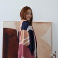 Model wearing Emgrace Kimono Jacket-Navy Blue Right View 