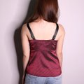 Model wearing Spaghetti Strap Top-Pink Back View