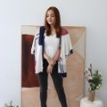 Model wearing Emgrace Kimono Jacket-White Full Front View