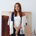 Model wearing Emgrace Kimono Jacket-White Front View 