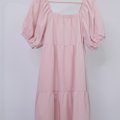 Square Neck BabyDoll Dress-Pink Product Front View