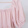 Square Neck BabyDoll Dress-Pink Product Closeup View