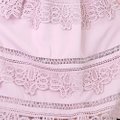 Model wearing Midi Lace Dress-Pink Closeup View 