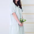 Model wearing Square Neck BabyDoll Dress-Green Right View