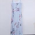 Floral Ruffle Maxi Dress-Pastel Blue Product Back View