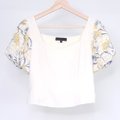  Puffy Floral Top-Yellow Product Front View