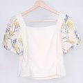 Puffy Floral Top-Yellow Product Back View