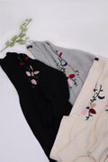 Cardigan Floral Embroidery-Black Grey and Cream on Rack