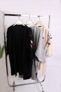 Cardigan Floral Embroidery-Black Grey and Cream