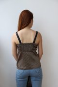 Model wearing Spaghetti Strap Top-Gold Back View