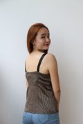 Model wearing Spaghetti Strap Top-Gold Back View 2