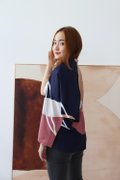 Model wearing Emgrace Kimono Jacket-Navy Blue Left View 