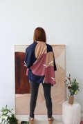 Model wearing Emgrace Kimono Jacket-Navy Blue Back View 