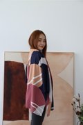 Model wearing Emgrace Kimono Jacket-Navy Blue Right View 