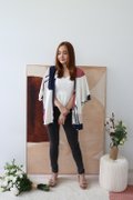 Model wearing Emgrace Kimono Jacket-White Full Front View