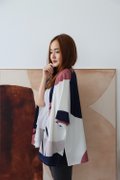 Model wearing Emgrace Kimono Jacket-White Left View