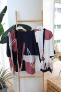 Emgrace Kimono Jacket-Navy Blue and White