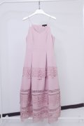 Midi Lace Dress-Pink Product Front View 