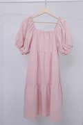Square Neck BabyDoll Dress-Pink Product Front View