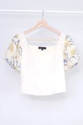  Puffy Floral Top-Yellow Product Front View