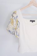 Puffy Floral Top-Yellow Product Closeup View