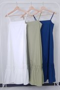 Analia Midi Dress-White Green and Blue