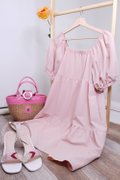 Square Neck BabyDoll Dress-Pink Product Display View