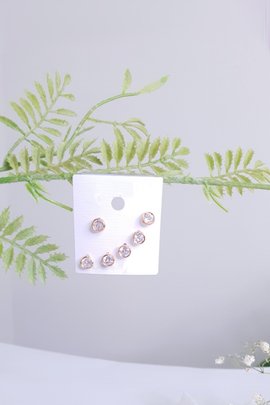 Crystal Studs-Gold-3 Pairs