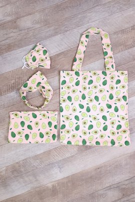 Avocado Tote Bag Set-Pink