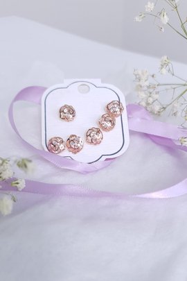 Rosette Crystal in Rose Gold-3 Pairs