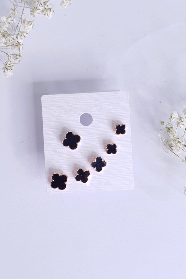 Plumbago Studs-Gold-3 Pairs