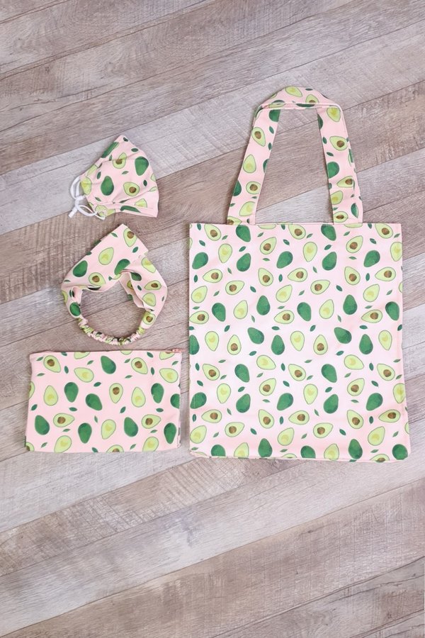 Avocado Tote Bag Set-Pink