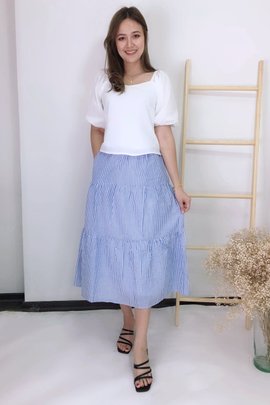 Carla Pin-Stripes Skirt Midi-length in Blue