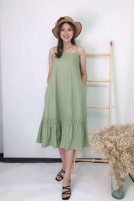 Analia Midi Dress in Sage Green